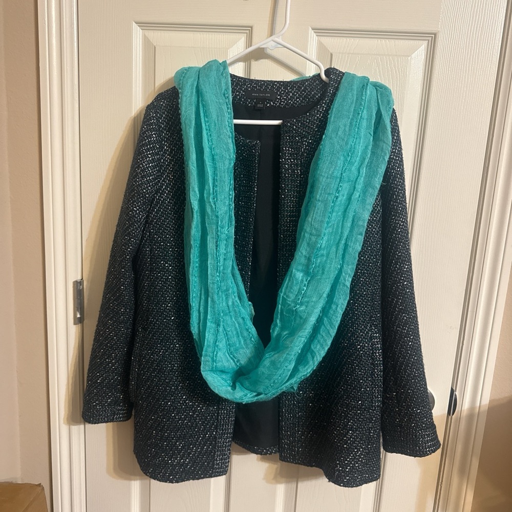 Ann Taylor Black and Teal Coat